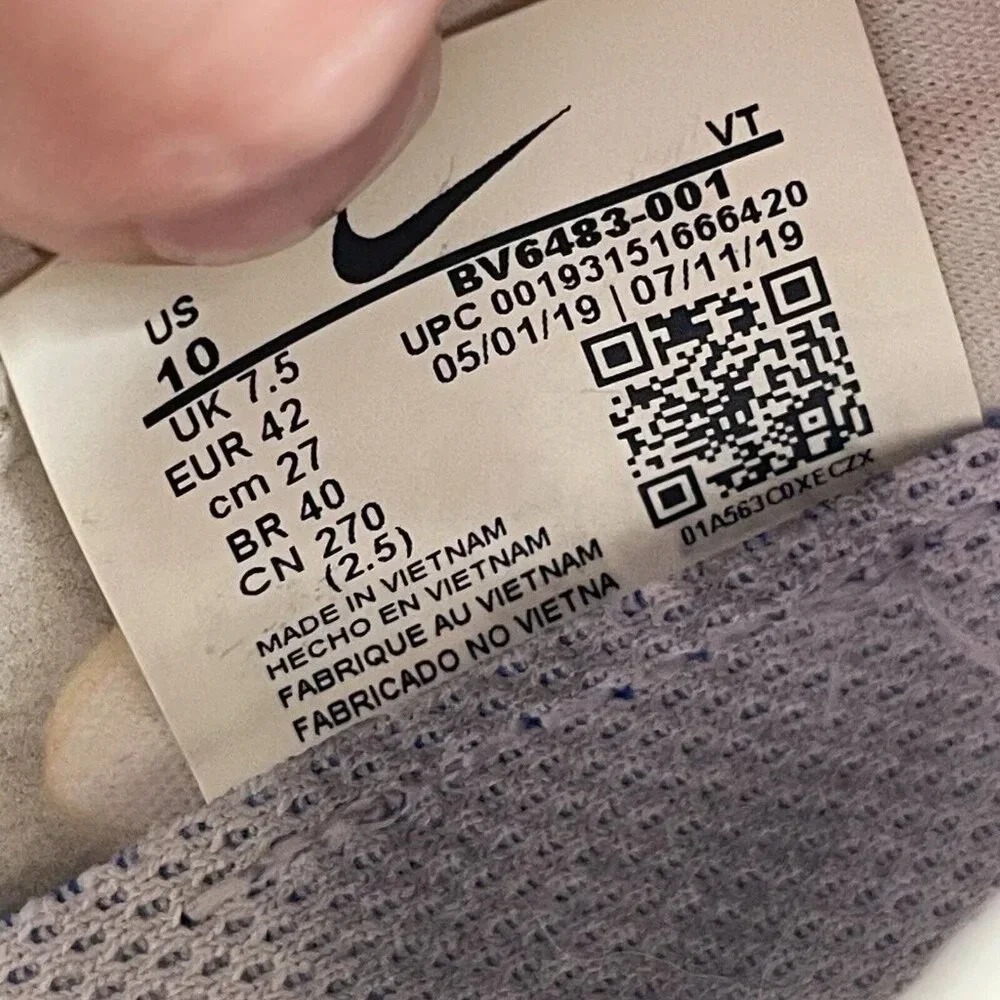 Nike Air Vapormax 2019 Vast Grey Purple Agate BV6483 001 Women’s Size 10